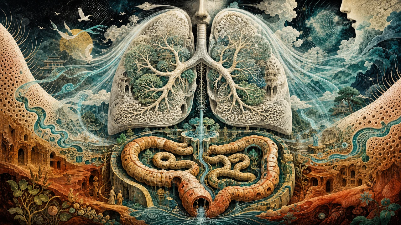 Surreal representation of the functions of the Lung and Large Intestine in Chinese Medicine