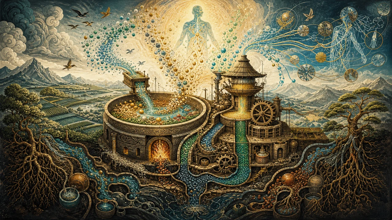 A surreal representation of the functions of the Spleen and Stomach in Chinese Medicine