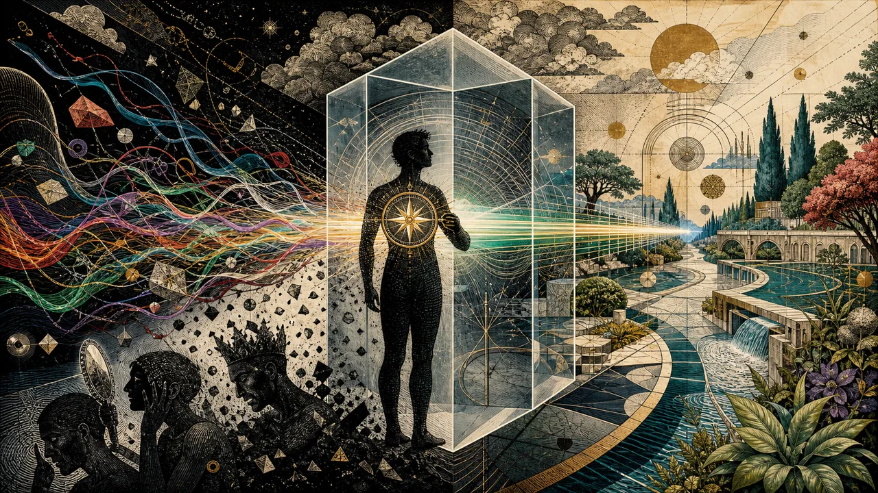 A person directing luminous energy through their hands, representing intention in vibrational work