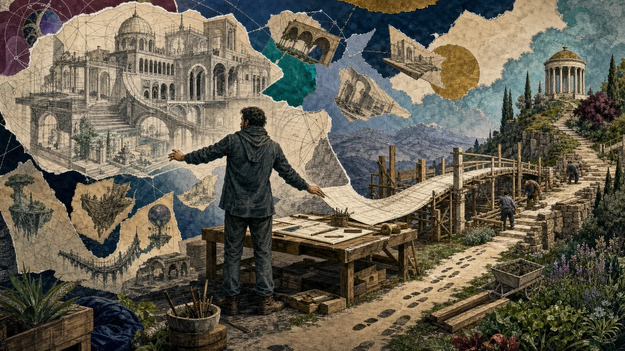 Person aligning thought, heart, hands, and path to represent co-creation beyond mentalizing